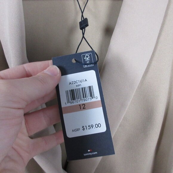 Tommy Hilfiger Knee-Length Wrap Dress Long Sleeve Belted Work Office 12 Tan 670 - Picture 4 of 11